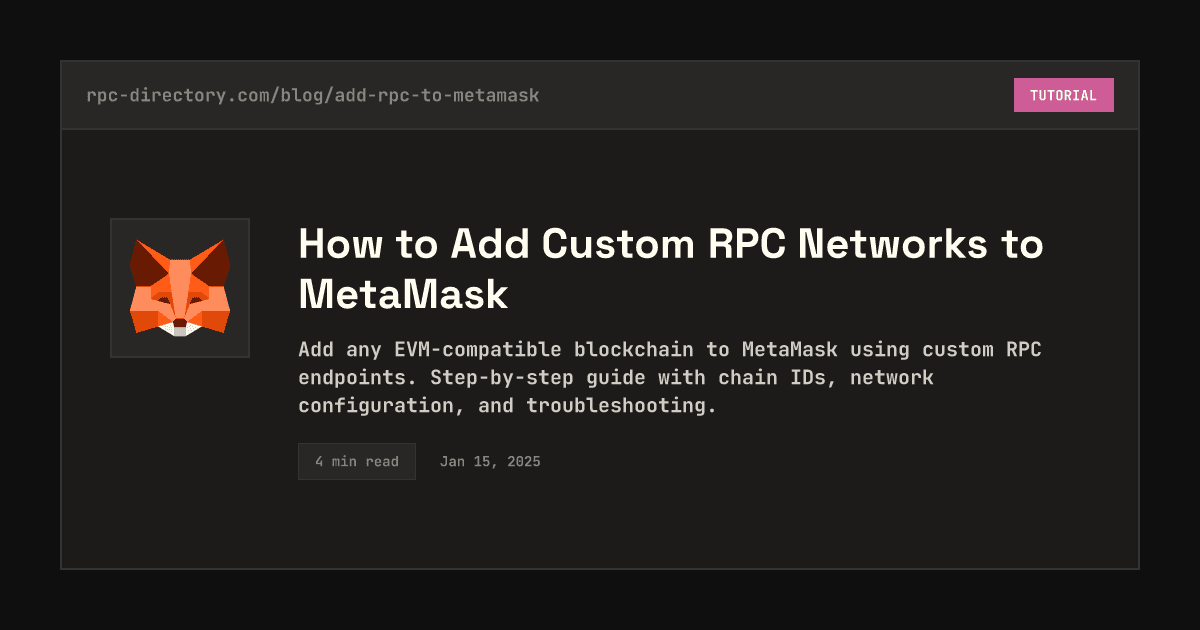 How to Add Custom RPC Networks to MetaMask