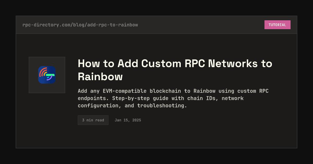 How to Add Custom RPC Networks to Rainbow