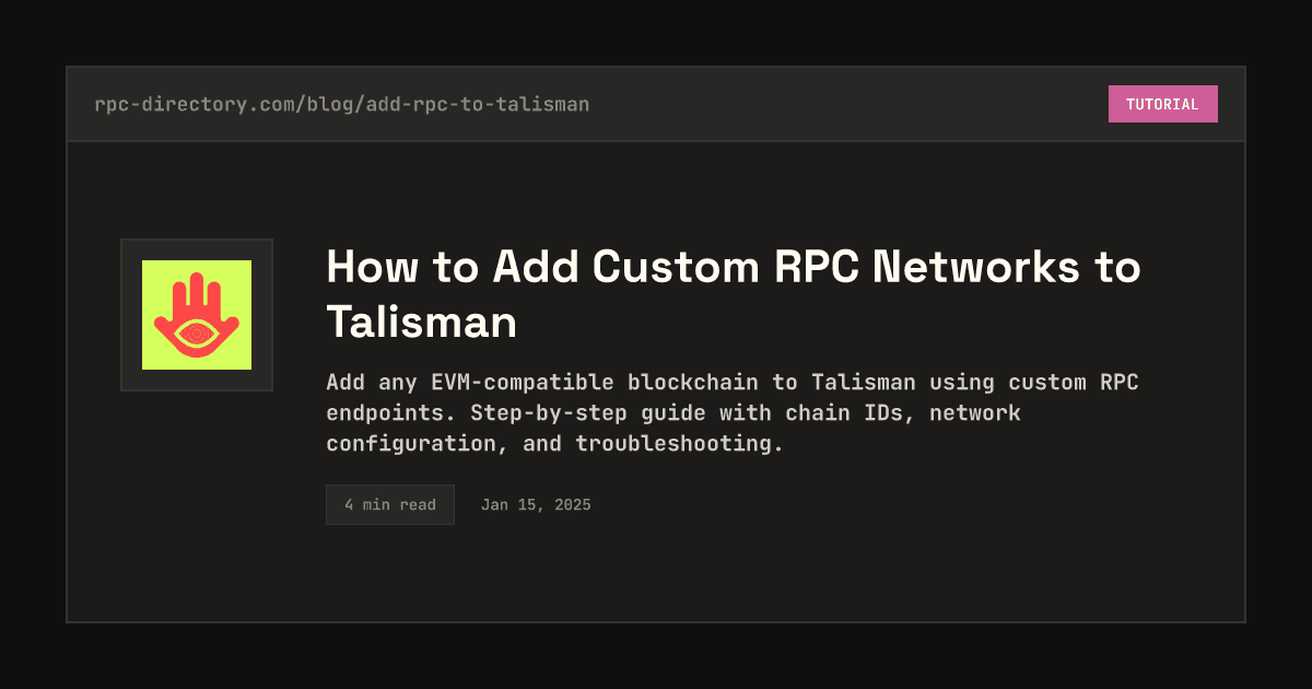 How to Add Custom RPC Networks to Talisman