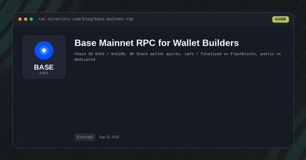 Base Mainnet RPC for Wallet Builders