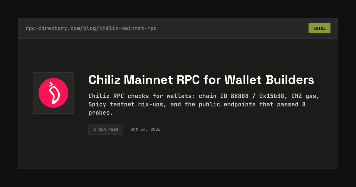 Chiliz Mainnet RPC for Wallet Builders