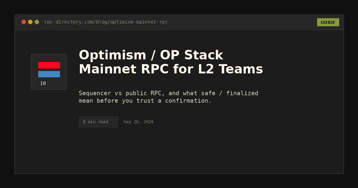 Optimism / OP Stack Mainnet RPC for L2 Teams