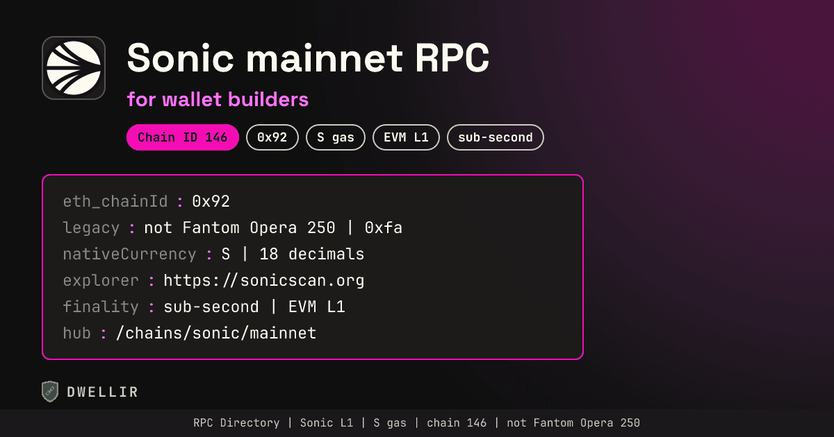 Sonic Mainnet RPC for Wallet Builders