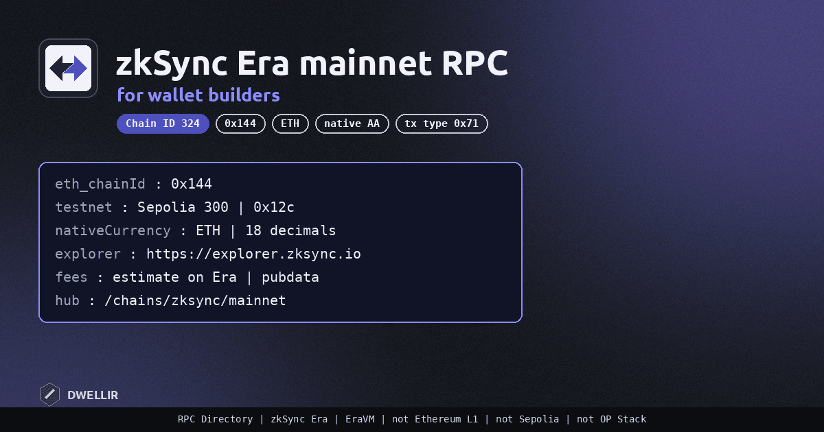 zkSync Era Mainnet RPC for Wallet Builders